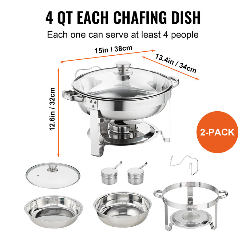 VEVOR Stainless Steel 4 Quarts Round Chafing Dish & Reviews Wayfair